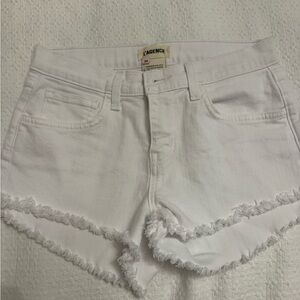 L'AGENCE Crisp White Frayed Jean Shorts